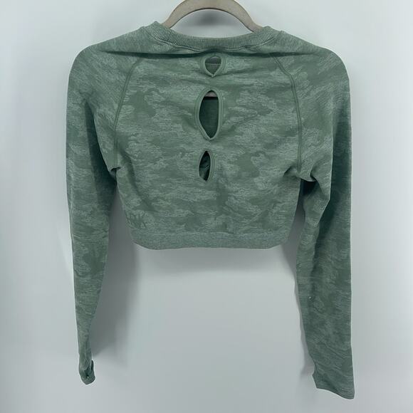 Gymshark Adapt Camo athletic stretch long sleeve thumbhole crop gym workout top - Picture 7 of 7